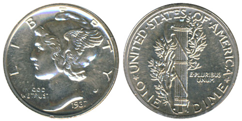 1942 proof 68 mercury dime